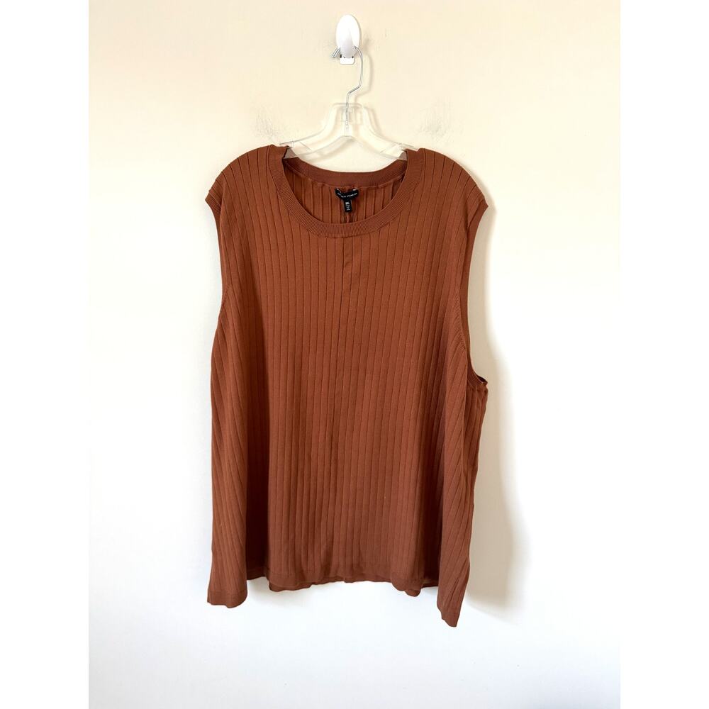 Universal Standard Ribbed Knit Sweater Vest Brown Size 3XL NEW